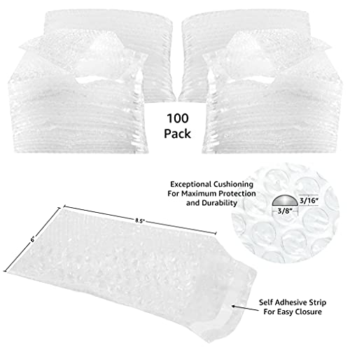 Bubble Pouches, Pack of 100, 6" x 8.5" - size: 6" x 8.5"