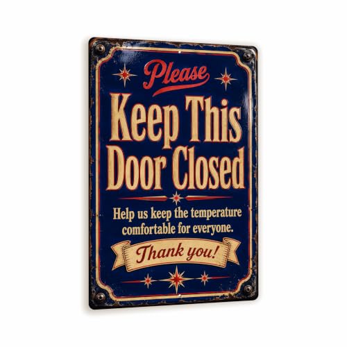 Keep This Door Closed Vintage Enamel Business Sign - style: Keep This Door Closed