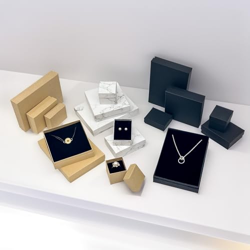 TheDisplayGuys 12-pack Cardboard Gift Boxes w. Velvet Jewelry Insert & Lids - color: Marble White