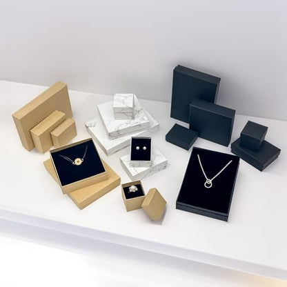 TheDisplayGuys 12-pack Cardboard Gift Boxes w. Velvet Jewelry Insert & Lids - color: Marble White
