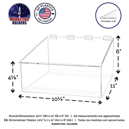Marketing Holders Acrylic 10”W Bread Pastry Bin Top Opening Dry Food Baked Goods Candy Display Clear Plexiglass Hinged Lid for Easy Access