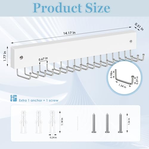 Tie Rack Belt Hanger Wall Mounted Tie Organizer White 1 Pack - color: White