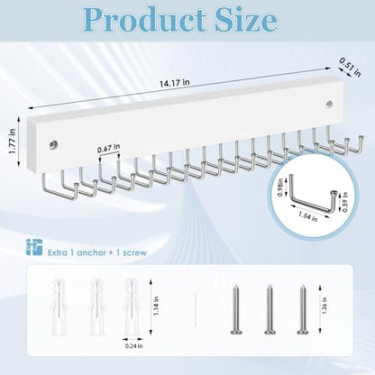 Tie Rack Belt Hanger Wall Mounted Tie Organizer White 1 Pack - color: White