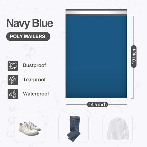 UCGOU Large Poly Mailers 14.5x19 Inch Navy Blue 200 Pack Shipping Bags - color: Navy Blue, size: 14.5x19" 200PC