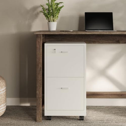 Lavish Home 2-Drawer Wooden File Cabinet with Lock, White, 16” x 27” - color: White, style: Silver Hardware