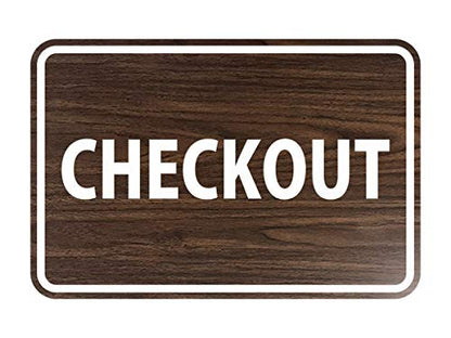 Signs ByLITA Classic Checkout Sign (Walnut) - Small - color: Walnut, size: 4 x 6" - Small (1 Pack)