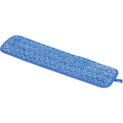 Rubbermaid Commercial Products Mop Head for Microfiber Damp Mop, 18-Inch, Blue, Heavy-Duty Single Sided Cleaning Cloth for Hardwood/Tile/Laminated Floors in Kitchen/Lobby/Office - style: Reusable Microfiber Blue - 1ct