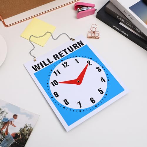 NUOBESTY Sign Double Sided Open/Will Return Sign with Clock Hands,7.4 × 8.6