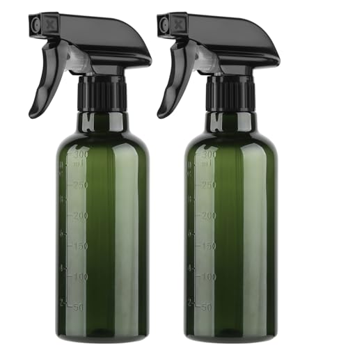 Plastic Spray Bottles (2 Pack 10 oz), Leakproof Adjustable Fine Mist & Jet Stream Nozzle, Premium BPA-Free Plastic Multi-Purpose for Hair, Plants, Cleaning (2 PACK GREEN) - color: 2 PACK GREEN