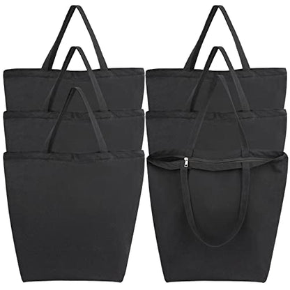 Segarty Canvas Tote Bag Bulk, 6 Pack 20x15.7 Canvas Bags for Women, Reusable Totes Aesthetic with Blank Natural Cotton Cloth for DIY, Grocery Shopping, Beach, Travel，Gift - size: 19.7"x15.7"x7.9", style: Black_6pcs
