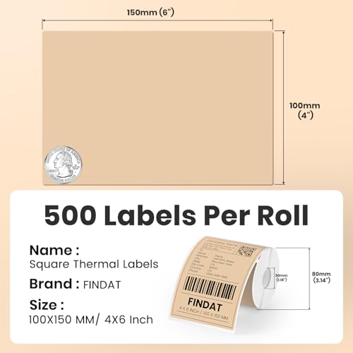 Direct Thermal Label Khaki Vinyl 4 x 6 Inch Printer Sticker 250 PCS - color: Khaki