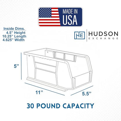 HE HUDSON EXCHANGE 11" x 5.5" x 5" Plastic Stackable Storage Bin, Clear - color: Clear, size: 1 Pack