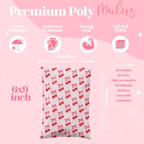 Pretty Package Store Poly Mailers 6x9, Cherry, 100 Pack - color: Cherry, size: 6x9