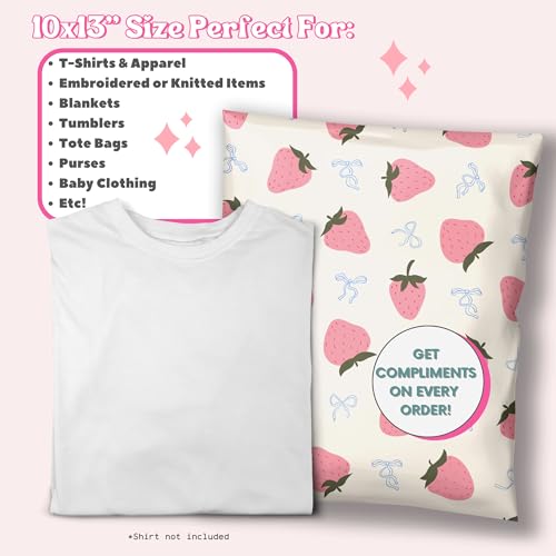 Picksie Mailers - Poly Mailer Packaging Bags 10x13 Cute Shipping Envelopes - color: Strawberry Aesthetic, size: 10x13
