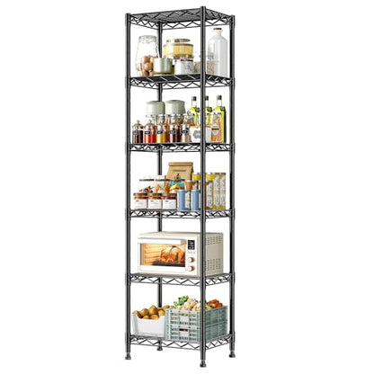 DurayLoly 15.8" W 6-Tier Narrow Wire Shelving, Adjustable Shelves, Kitchen - size: 15.8"W x 11.8"D x 63"H