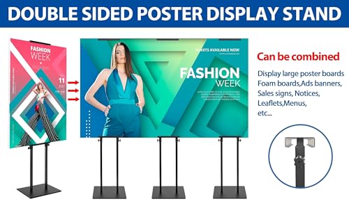 4-Pack Poster Stand - Heavy Duty, Double-Sided, Adjustable Height Up to 80 inches, Outdoor Banner Stand - Black - size: 4 Pack Poster Stand