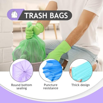 Teivio Small Colorful Clear Trash Bags 3 Gallon 160 Count Garbage Bags