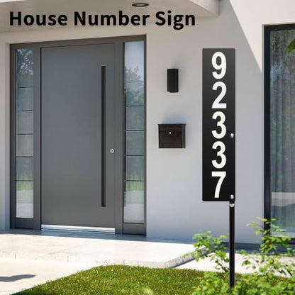 Metal House Number Sign, Waterproof Address Plaque with Stake - color: Black(Classic Stake)