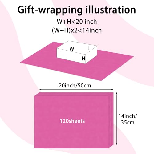 120 Sheets 14 x 20 Inch Hot Pink Tissue Paper for Gift Bag Wrapping - color: Hot Pink