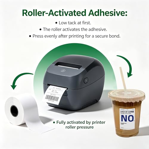 Sticky Linerless Thermal Receipt Paper, 3 1/8"x170', 6 Rolls