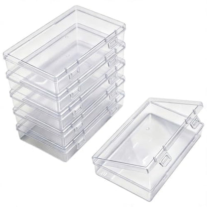 6 Pieces Rectangular Empty Mini Clear Plastic Organizer Box - size: 155 x 92 x 30 mm