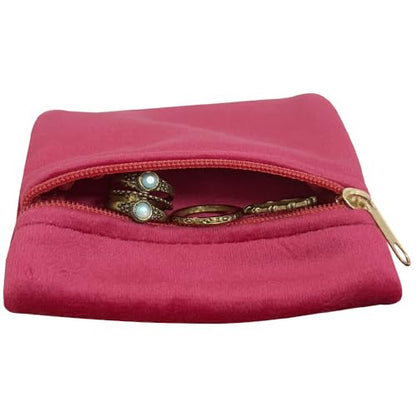 8pcs Small Velvet Jewelry Pouches with Zipper Gift Bags for Bracelet Necklace,Ring,Earrings,Earphone,Wedding Favors, Party Favors,Travel,3.94" X 3.94" (Rose red) - color: Rose red