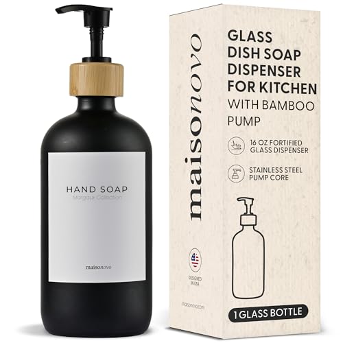 Maisonovo Dish Soap Dispenser - Black Soap Dispenser Black Bamboo Pumps - color: Black Black