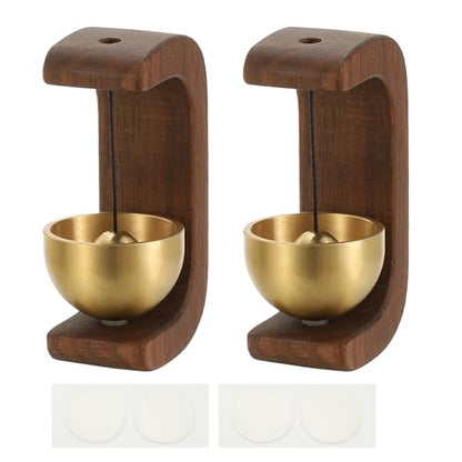 PATIKIL 2Set Shopkeepers Bell Magnetic Hanging Bell, Walnut, C Shape - color: Walnut