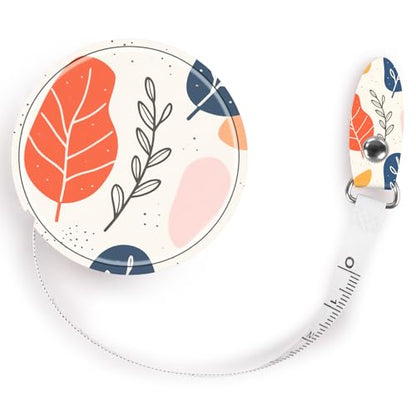 Retractable Mini Leather Tape Measure, Auto Retract Bohemian - color: Bohemian Leaves