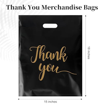 Ohuimrt Thank You Bags for Small Business, 15”x18”, Black, 100 PCS - style: 15 X 18 Inches