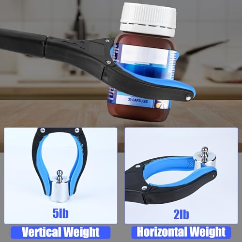 6 Pack 32 Inch Commercial Trash Grabber Tool for Elderly Assist, Foldable - color: Blue