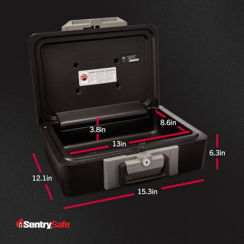 SentrySafe Fireproof Safe Box with Key Lock, Chest Safe with Carrying Handle to Secure Money, Jewelry, Documents, 0.25 Cubic Feet, 6.3 x 15.3 x 12.1 Inches, 1160 - size: 0.25 cu. ft., style: Fire resistant box