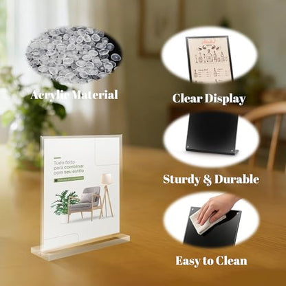 YUNCHUN 3 Packs Acrylic Sign Holder 5 x 7 Standing, L-Shape Magnetic 5 x 7 Clear Menu Holder, Table Display Stand of Slant Back & Acrylic Frame for Store, Wedding, Restaurant, Hotel, Office Use - style: 3 PCS (5 x 7 Inches)