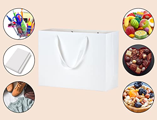 HUAPRINT XL Large Paper Gift Bags with Handles, White, 20 Pack, 16x6x12 IN - color: White, size: 16x6x12 Inch (Pack of 20)