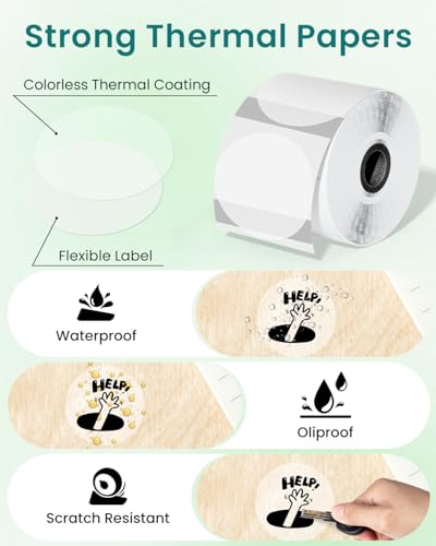 Phomemo Thermal Labels - Clear Circle Labels, M110/M220/M221/M120/M200, Transparent, 1.96"x1.96" (50x50mm), Round Stickers for Logo/Barcode/Address - color: Transparent, size: 1.96" x 1.96"