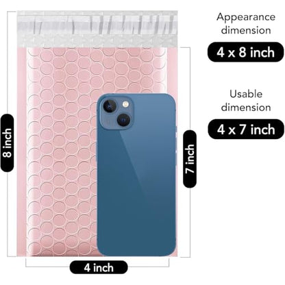 Fuxury Small Bubble Mailers 4x8" 100 Pack Light Pink Bubble Mailer - color: Light Pink, size: 4×8" 100PC