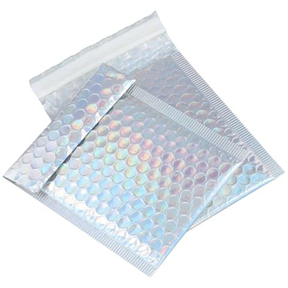 100 PCS 5 x 6 Inch Metallic Bubble Mailers, Silver Padded Mailing Envelopes, Practical Self Seal Aluminum Film Shipping Envelopes for Packing, Mailing - color: Silver