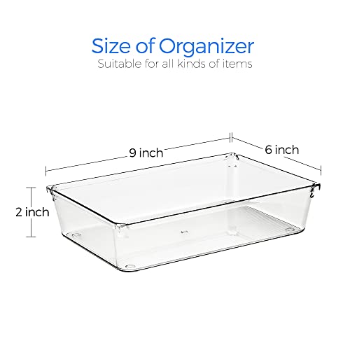 Ravinte 6 Pack Drawer Organizer, 6" x 9" Plastic Storage Bins - size: 6" x 9"