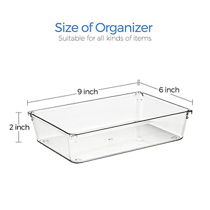 Ravinte 6 Pack Drawer Organizer, 6" x 9" Plastic Storage Bins - size: 6" x 9"