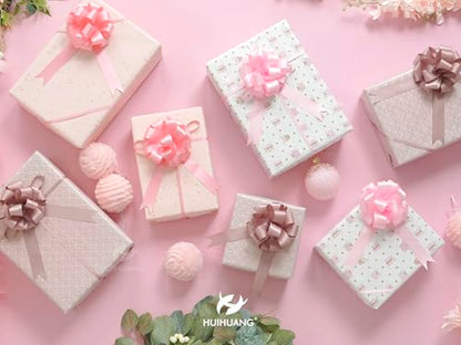 HUIHUANG Pink Bows for Gift Wrapping 12 PCS Light Pink Satin Pull Gift Bows - color: Pink, size: 1 Pack (12 bows, 4 in x 8 in)