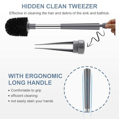 SetSail Toilet Brush and Holder 2 Pack, Self Closing Lid Toilet Bowl Brushes Holder and Extra Long Handle Ventilated Toilet Brush Set for Bathroom Cleaning, Nylon Bristles, Grey - color: Gray, size: 2 packs