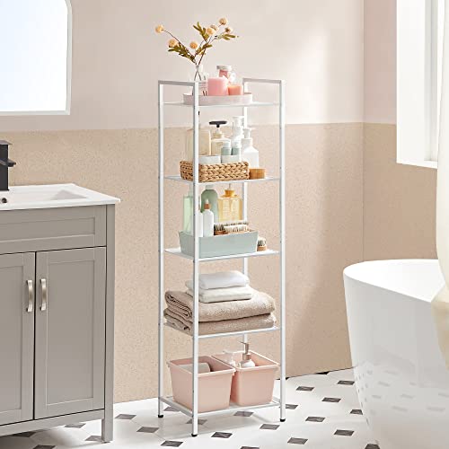 SONGMICS 5-Tier Storage Rack, Bathroom Shelf, Extendable Plant Stand - color: White, size: 5 Tiers