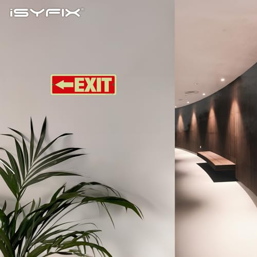 iSYFIX Exit Signs with Left Arrow, 12x4 Inch, 2 Pack - color: Metal Left Glow, size: 2 Pk 12x4