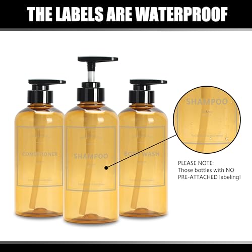 Soap Shower Dispenser, YACEYACE 3Pcs 16.9oz Soap Dispenser Bottles Set - color: Clear Amber