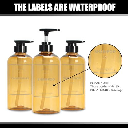 Soap Shower Dispenser, YACEYACE 3Pcs 16.9oz Soap Dispenser Bottles Set - color: Clear Amber