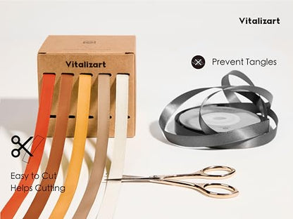 Vitalizart Terracotta Ribbons for Crafts 3/8" x 50Yds Double-Faced Satin - color: Burnt Orange & Terracotta