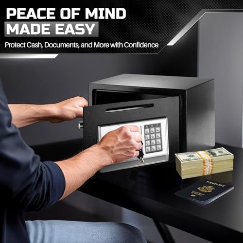 Flexzion Small Drop Safe Box with Digital Keypad, 12 x 8 x 8 in, Black - color: Black, size: Small (0.80 Cubic Feet)