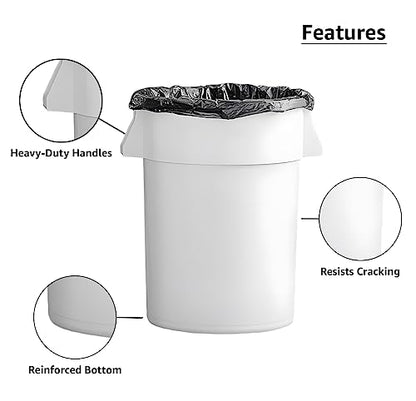 Set of 4 Round Commercial Trash Can 44 Gallon, Industrial Recycling Bin, Durable Garbage Can, Safe Food Container, Ingredient Bin (White) - color: White