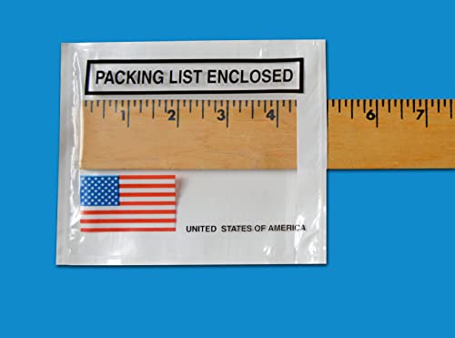 PSBM Bulk 1000 Pack 4 1/2" x 5 1/2" Back Loading Packing List Envelopes, Self-Adhesive USA Panel for E-Commerce Orders - size: 4.5 Inch x 5.5 Inch USA / Back Side Load