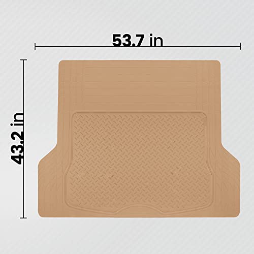 BDK Heavy Duty Rubber Cargo Mat Liner - All-Weather Trunk Protection, Trim-to-Fit Design for Cars, SUVs, Vans & Trucks - Non-Slip, Waterproof, Durable Cargo Floor Liner - 46" x 56.75" x 0.25" - Beige - color: Beige